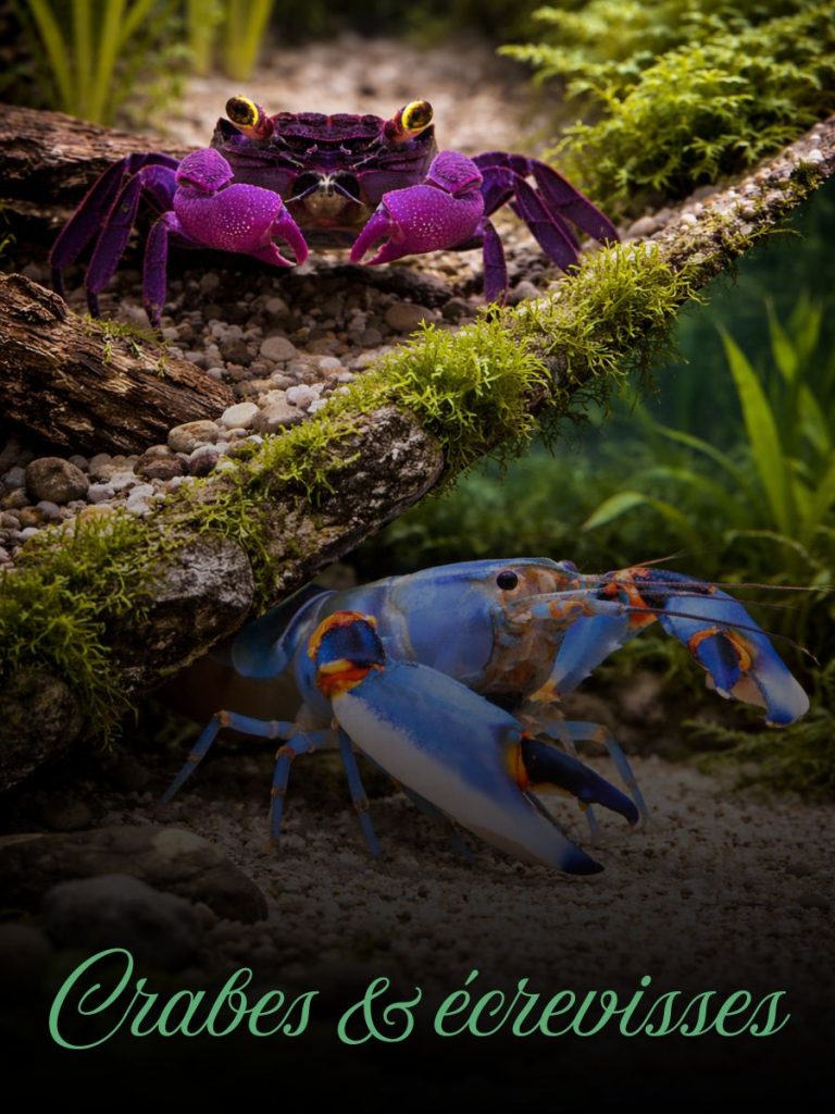 Crabes et écrevisses d’aquarium maintenus en milieu aquatique ou semi-aquatique